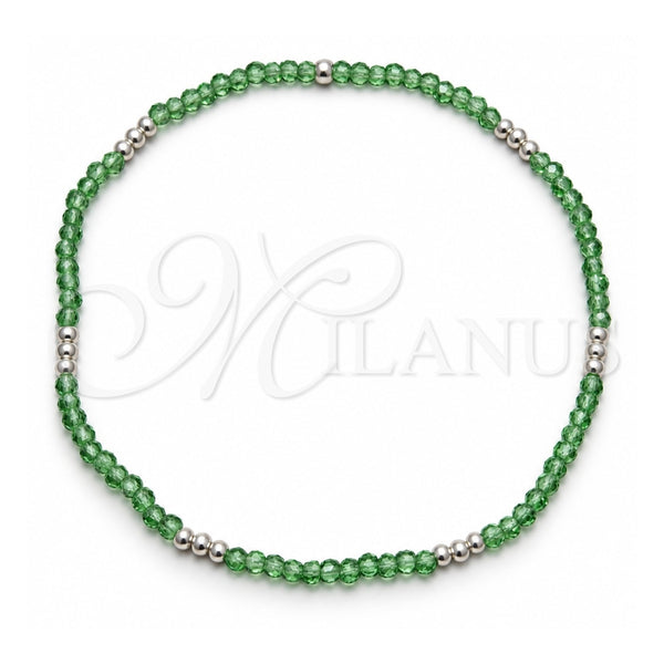 Pulsera Elegante 03.426.0025.07 Plata Rodinada, Diseño de Bola, con Cristal Verde, Pulido, Tono Plateado (Grosor 03 MM, 7 Pulgadas de Largo)