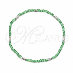 Pulsera Elegante 03.426.0025.07 Plata Rodinada, Diseño de Bola, con Cristal Verde, Pulido, Tono Plateado (Grosor 03 MM, 7 Pulgadas de Largo)
