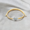 Pulsera Bolo Ajustable 03.426.0027.07 Plata Rodinada, Diseño de Bola y Corazón, con Cristal Blanca, Algodón, Tono Plateado (Grosor 10 MM, 7 Pulgadas de Largo)