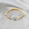 Pulsera Bolo Ajustable 03.426.0027.07 Plata Rodinada, Diseño de Bola y Corazón, con Cristal Blanca, Algodón, Tono Plateado (Grosor 10 MM, 7 Pulgadas de Largo)