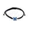 Pulsera Bolo Ajustable 03.426.0028.07 Plata Rodinada, Diseño de Bola y Mariposa, con Cristal Zafiro Claro, Algodón, Tono Plateado (Grosor 10 MM, 7 Pulgadas de Largo)
