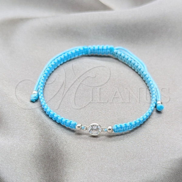 Pulsera Bolo Ajustable 03.426.0030.07 Plata Rodinada, Diseño de Bola, con Zirconia Cubica Blanca, Algodón, Tono Plateado (Grosor 06 MM, 7 Pulgadas de Largo)