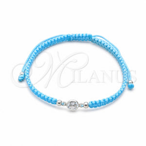 Pulsera Bolo Ajustable 03.426.0030.07 Plata Rodinada, Diseño de Bola, con Zirconia Cubica Blanca, Algodón, Tono Plateado (Grosor 06 MM, 7 Pulgadas de Largo)