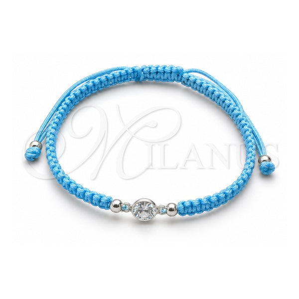 Pulsera Bolo Ajustable 03.426.0030.07 Plata Rodinada, Diseño de Bola, con Zirconia Cubica Blanca, Algodón, Tono Plateado (Grosor 06 MM, 7 Pulgadas de Largo)