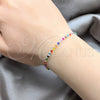 Pulsera Bolo Ajustable 03.426.0035.07 Plata Rodinada, Diseño de Bola, con Cristal Multicolor, Pulido, Tono Plateado (Grosor 05 MM, 7 Pulgadas de Largo)