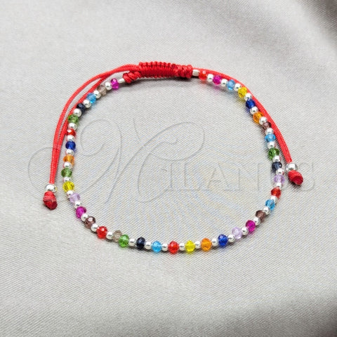 Pulsera Bolo Ajustable 03.426.0035.07 Plata Rodinada, Diseño de Bola, con Cristal Multicolor, Pulido, Tono Plateado (Grosor 05 MM, 7 Pulgadas de Largo)