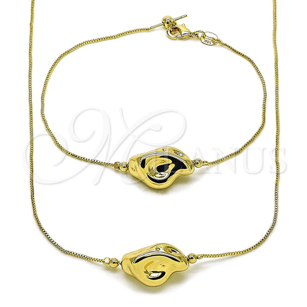 Collar y Pulsera 06.179.0007 Oro Laminado, Diseño de Box, Pulido, Tono Dorado
