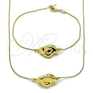 Collar y Pulsera 06.179.0007 Oro Laminado, Diseño de Box, Pulido, Tono Dorado