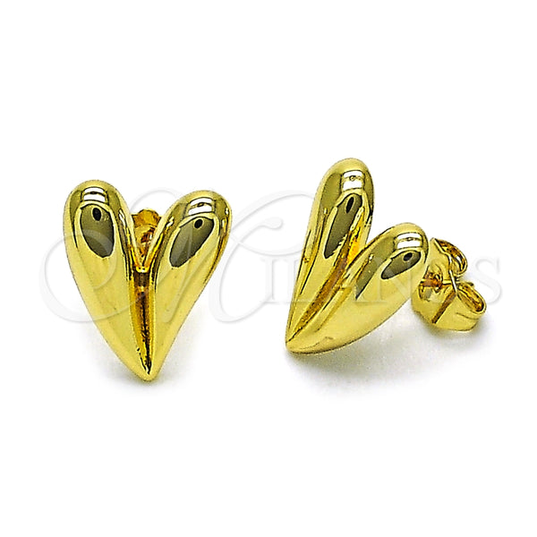 Arete Dormilona 02.156.0694 Oro Laminado, Diseño de Corazón, Pulido, Tono Dorado