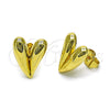 Arete Dormilona 02.156.0694 Oro Laminado, Diseño de Corazón, Pulido, Tono Dorado