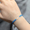 Pulsera Bolo Ajustable 03.426.0038.3.07 Plata Rodinada, Diseño de Cruz, Algodón, Tono Plateado (Grosor 03 MM, 7 Pulgadas de Largo)