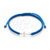 Pulsera Bolo Ajustable 03.426.0038.3.07 Plata Rodinada, Diseño de Cruz, Algodón, Tono Plateado (Grosor 03 MM, 7 Pulgadas de Largo)