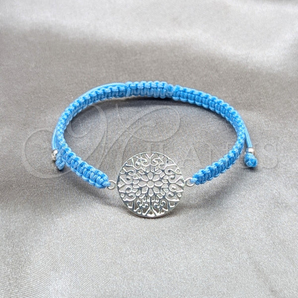 Pulsera Bolo Ajustable 03.426.0039.07 Plata Rodinada, Algodón, Tono Plateado (Grosor 04 MM, 7 Pulgadas de Largo)