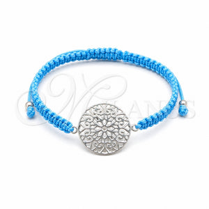 Pulsera Bolo Ajustable 03.426.0039.07 Plata Rodinada, Algodón, Tono Plateado (Grosor 04 MM, 7 Pulgadas de Largo)