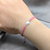Pulsera Bolo Ajustable 03.426.0041.07 Plata Rodinada, Diseño de Corazón, Algodón, Tono Plateado (Grosor 04 MM, 7 Pulgadas de Largo)