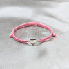 Pulsera Bolo Ajustable 03.426.0041.07 Plata Rodinada, Diseño de Corazón, Algodón, Tono Plateado (Grosor 04 MM, 7 Pulgadas de Largo)