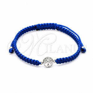 Pulsera Bolo Ajustable 03.426.0043.07 Plata Rodinada, Diseño de Ãrbol y Bola, Algodón, Tono Plateado (Grosor 04 MM, 7 Pulgadas de Largo)