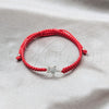 Pulsera Bolo Ajustable 03.426.0044.07 Plata Rodinada, Diseño de Estrella, con Cristal Blanca, Algodón, Tono Plateado (Grosor 04 MM, 7 Pulgadas de Largo)
