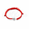 Pulsera Bolo Ajustable 03.426.0044.07 Plata Rodinada, Diseño de Estrella, con Cristal Blanca, Algodón, Tono Plateado (Grosor 04 MM, 7 Pulgadas de Largo)