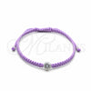 Pulsera Bolo Ajustable 03.426.0045.07 Plata Rodinada, con Zirconia Cubica Blanca, Algodón, Tono Plateado (Grosor 04 MM, 7 Pulgadas de Largo)