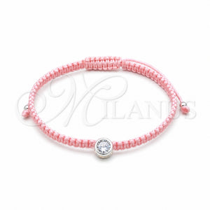 Pulsera Bolo Ajustable 03.426.0045.1.07 Plata Rodinada, con Zirconia Cubica Blanca, Algodón, Tono Plateado (Grosor 04 MM, 7 Pulgadas de Largo)