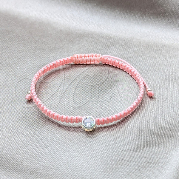 Pulsera Bolo Ajustable 03.426.0045.1.07 Plata Rodinada, con Zirconia Cubica Blanca, Algodón, Tono Plateado (Grosor 04 MM, 7 Pulgadas de Largo)