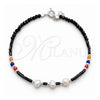 Pulsera Elegante 03.426.0047.07 Plata Rodinada, Diseño de Bola, con Perla Blanca y Cristal Multicolor, Pulido, Tono Plateado (Grosor 05 MM, 7 Pulgadas de Largo)