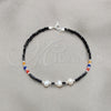 Pulsera Elegante 03.426.0047.07 Plata Rodinada, Diseño de Bola, con Perla Blanca y Cristal Multicolor, Pulido, Tono Plateado (Grosor 05 MM, 7 Pulgadas de Largo)