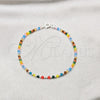 Pulsera Elegante 03.426.0048.07 Plata Rodinada, Diseño de Bola, con Cristal Multicolor, Pulido, Tono Plateado (Grosor 03 MM, 7 Pulgadas de Largo)