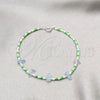 Pulsera Elegante 03.426.0049.07 Plata Rodinada, Diseño de Bola, con Perla Blanca y Cristal Aguamarina, Pulido, Tono Plateado (Grosor 03 MM, 7 Pulgadas de Largo)