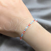 Pulsera Elegante 03.426.0050.07 Plata Rodinada, Diseño de Bola, con Perla Blanca y Cristal Rojo Naranja, Pulido, Tono Plateado (Grosor 04 MM, 7 Pulgadas de Largo)