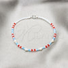 Pulsera Elegante 03.426.0050.07 Plata Rodinada, Diseño de Bola, con Perla Blanca y Cristal Rojo Naranja, Pulido, Tono Plateado (Grosor 04 MM, 7 Pulgadas de Largo)
