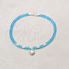 Pulsera Elegante 03.426.0052.07 Plata Rodinada, Diseño de Corazón y Bola, con Cristal Aqua Azul, Pulido, Tono Plateado (Grosor 04 MM, 7 Pulgadas de Largo)