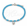 Pulsera Elegante 03.426.0052.07 Plata Rodinada, Diseño de Corazón y Bola, con Cristal Aqua Azul, Pulido, Tono Plateado (Grosor 04 MM, 7 Pulgadas de Largo)