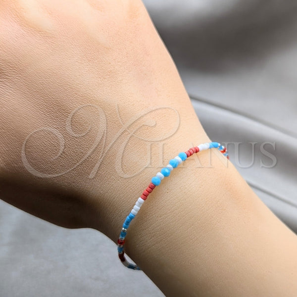 Pulsera Elegante 03.426.0057.07 Plata Rodinada, Diseño de Bola, con Perla Blanca y Cristal Multicolor, Pulido, Tono Plateado (Grosor 04 MM, 7 Pulgadas de Largo)