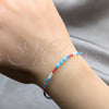 Pulsera Elegante 03.426.0057.07 Plata Rodinada, Diseño de Bola, con Perla Blanca y Cristal Multicolor, Pulido, Tono Plateado (Grosor 04 MM, 7 Pulgadas de Largo)