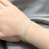 Pulsera Bolo Ajustable 03.426.0058.07 Plata Rodinada, Diseño de Bola, con Cristal Peridot, Pulido, Tono Plateado (Grosor 03 MM, 7 Pulgadas de Largo)