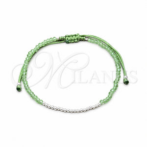 Pulsera Bolo Ajustable 03.426.0058.07 Plata Rodinada, Diseño de Bola, con Cristal Peridot, Pulido, Tono Plateado (Grosor 03 MM, 7 Pulgadas de Largo)