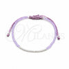 Pulsera Bolo Ajustable 03.426.0058.1.07 Plata Rodinada, Diseño de Bola, con Cristal Violeta, Pulido, Tono Plateado (Grosor 03 MM, 7 Pulgadas de Largo)