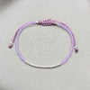 Pulsera Bolo Ajustable 03.426.0058.1.07 Plata Rodinada, Diseño de Bola, con Cristal Violeta, Pulido, Tono Plateado (Grosor 03 MM, 7 Pulgadas de Largo)