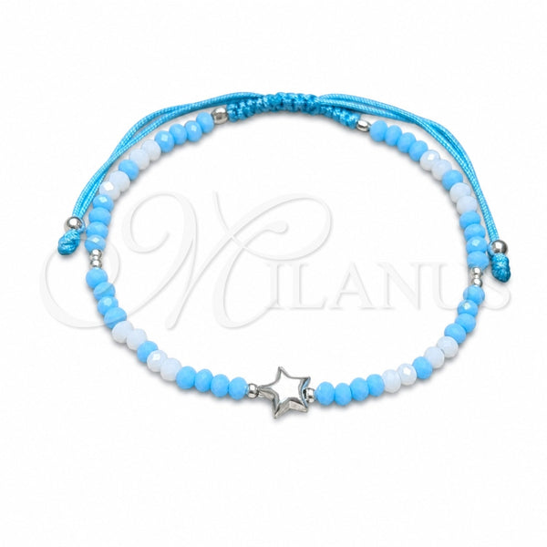 Pulsera Bolo Ajustable 03.426.0061.07 Plata Rodinada, Diseño de Bola y Estrella, con Cristal Turquoise, Pulido, Tono Plateado (Grosor 04 MM, 7 Pulgadas de Largo)