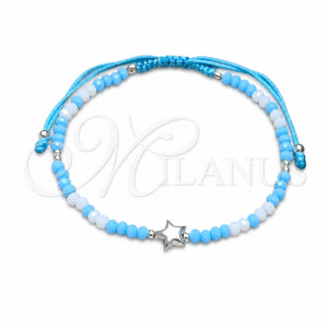 Pulsera Bolo Ajustable 03.426.0061.07 Plata Rodinada, Diseño de Bola y Estrella, con Cristal Turquoise, Pulido, Tono Plateado (Grosor 04 MM, 7 Pulgadas de Largo)