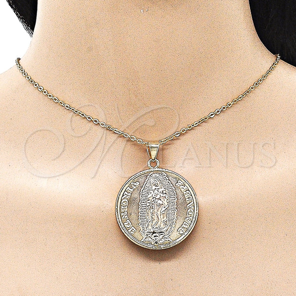 Dije Religioso 05.427.0001 Oro Laminado, Diseño de Guadalupe y San Judas, Pulido, Tono Dorado