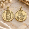 Dije Religioso 05.427.0001 Oro Laminado, Diseño de Guadalupe y San Judas, Pulido, Tono Dorado