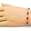 Pulsera Elegante 03.326.0026.07 Oro Laminado, con Multicolor Cristal, Pulido, Tono Dorado (07 MM Thickness, 7 Inches Length)