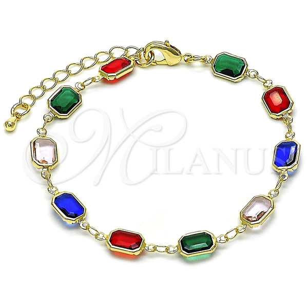 Pulsera Elegante 03.326.0026.07 Oro Laminado, con Multicolor Cristal, Pulido, Tono Dorado (07 MM Thickness, 7 Inches Length)