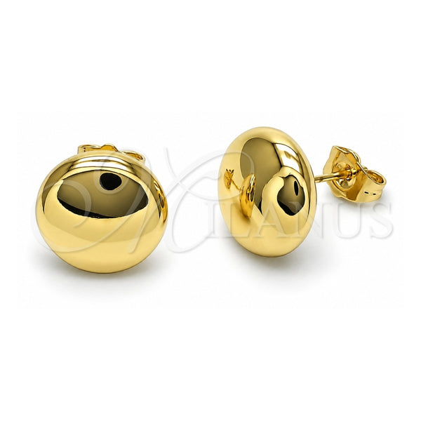 Arete Dormilona 02.163.0347 Oro Laminado, Diseño de Hueco, Pulido, Tono Dorado