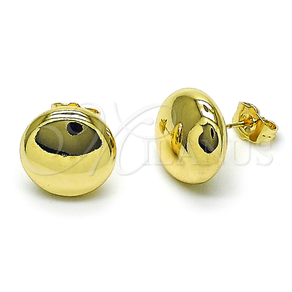 Arete Dormilona 02.163.0347 Oro Laminado, Diseño de Hueco, Pulido, Tono Dorado