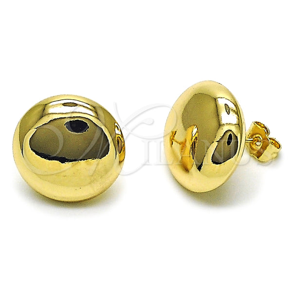 Arete Dormilona 02.163.0348 Oro Laminado, Diseño de Hueco, Pulido, Tono Dorado