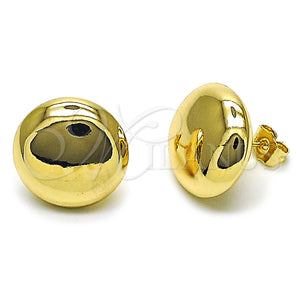 Arete Dormilona 02.163.0348 Oro Laminado, Diseño de Hueco, Pulido, Tono Dorado